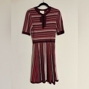 Kate Spade Burgundy and Pink Striped Dress
